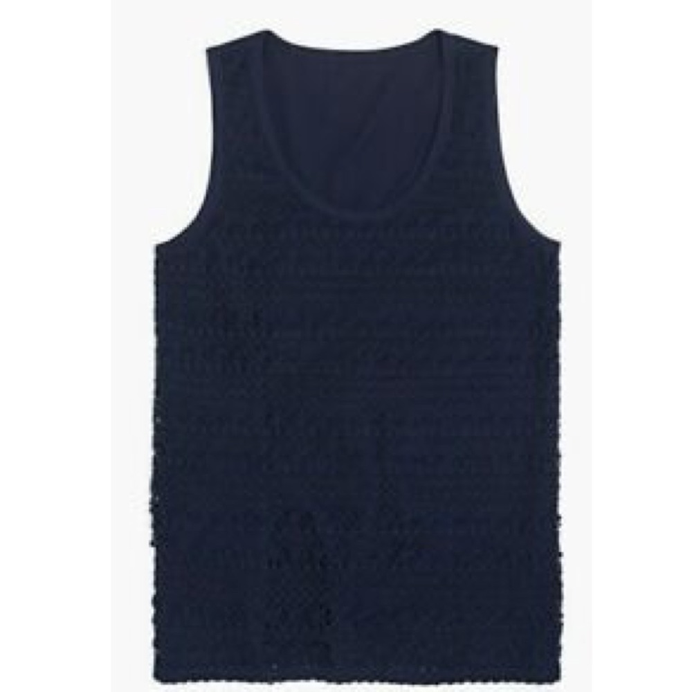 NWT J Crew Women's Cotton Navy Blue Crochet Navy S